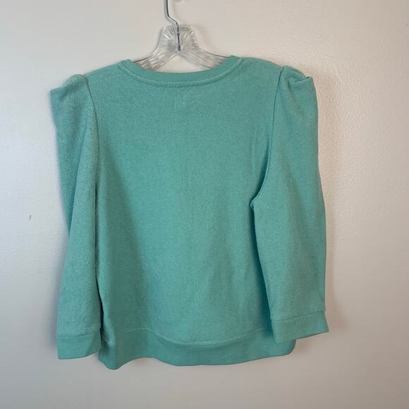 A.N.A. Teal Sweatshirt Style Top with Puffed Sleeves Size Medium - Picture 2 of 5
